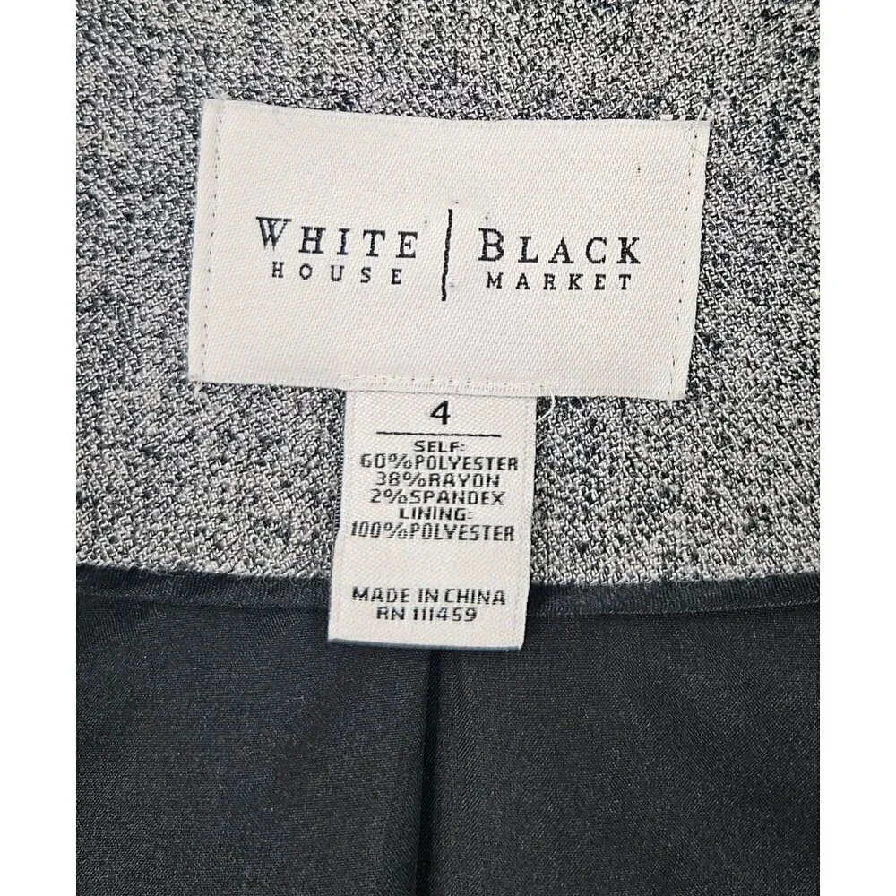 White House Black Market Women Sz 4 Gray Blazer 2 Button Closure Pleated Pockets